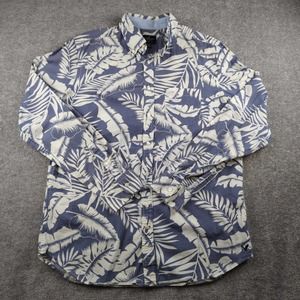 American Eagle Shirt Mens Large Tall Blue Floral Hawaiian Long Sleeve Button Up
